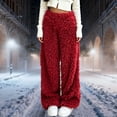 thumbnail image 2 of Levmjia Women's Fuzzy Sweatpants Winter Warm Plush Wide Leg Pants High Waisted Elastic Waist Casual Loose Fit Long Trousers with Pockets Solid Color Cozy Lounge Pants, 2 of 5