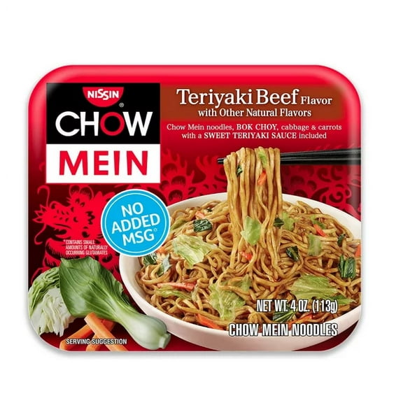 Nissin Chow Mein Noodles, Teriyaki Beef, 4 Ounce (Pack of 8)