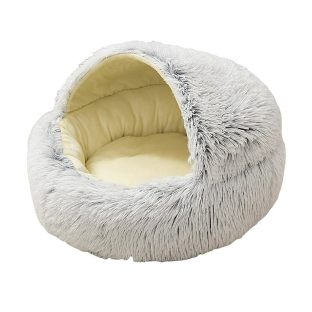Mascota Perrera Cama relajante Nido redondo Peluche cálido Snooze 60cm Gris Yuyangstore felpa gatos perros cama