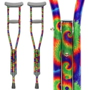 My Crutches-Fashion Tie Dye Colored Youth Junior Crutches for Kids/Teens/Adults w Adjustable Handgrip & Length, Lightweight, Durable Aluminum w Underarm Padding (Tie Dye, Heights 5'2" to 5'10")