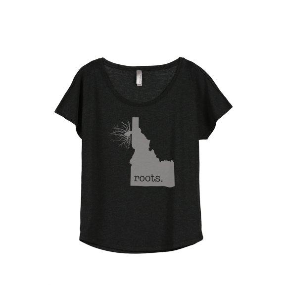 Thread Tank Home Roots State Idaho ID Women's Relaxed Slouchy Dolman T-Shirt Tee Heather Black Large