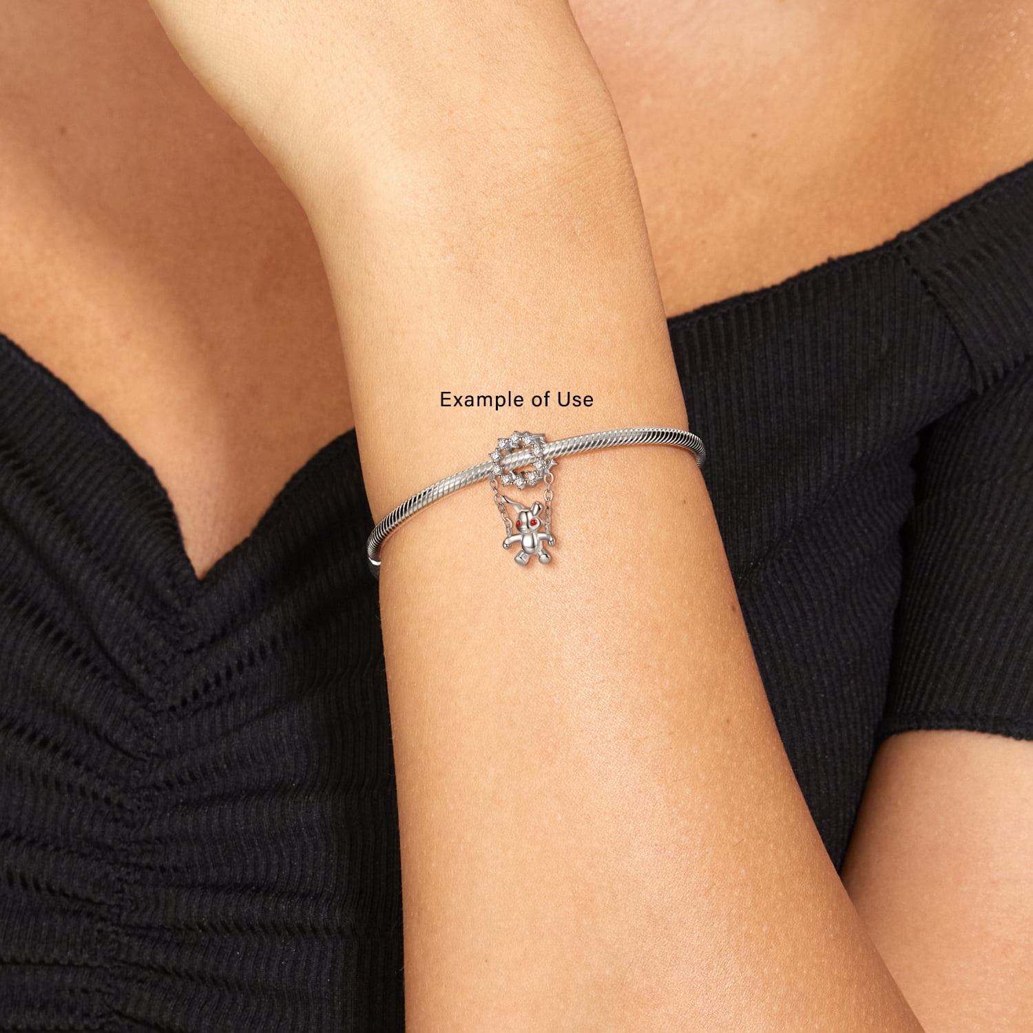 Bunny Rabbit Charm European Bead CZ Sterling Silver Ginger Lyne Collection