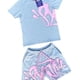 thumbnail image 5 of Conjunto de 2 piezas gótico estético Y2k para hombre, camiseta con estampado de letras de hip-hop, camiseta con cuello 0 y pantalones cortos de pierna ancha con cordón, traje complejo, 5 of 5