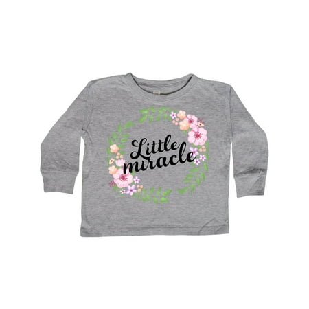 

Inktastic Little Miracle with Textured Floral Circle Gift Toddler Boy or Toddler Girl Long Sleeve T-Shirt