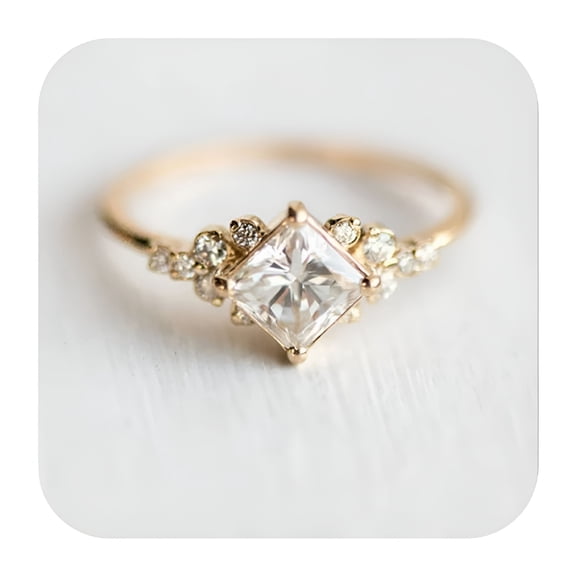 DESIGNICE Luxury Gold Ring for Women Engagement Ring Elegant Simple Female Jewelry Ring Diamond Rings Womens Gold Rings