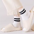 thumbnail image 4 of Womens Athletic Crew Socks 4-Pack Ribbed Knit Design Contrast Double Stripe Stretch Comfort Everyday Fit - 4 pcs-G, 4 of 7