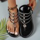 thumbnail image 5 of Sandalias Planas con Correas de Tobillo de Moda Casual de Pie Redondo de Pie Abierto Estilo Romano Strass Playa Planas Sandalias Bohemias Sandalias de Mujer con Correa Trasera, 5 of 8