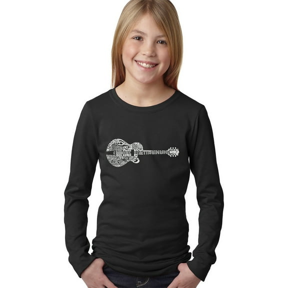 LA Pop Art Girl's Word Art Long Sleeve - Country Guitar
