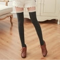 thumbnail image 3 of Women Lace Knitted Over Knee Thigh High Stockings Ladies High Pantyhose Sexy Cotton Long Stockings, 3 of 6