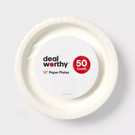 White Disposable Paper Plates 10" - 50ct