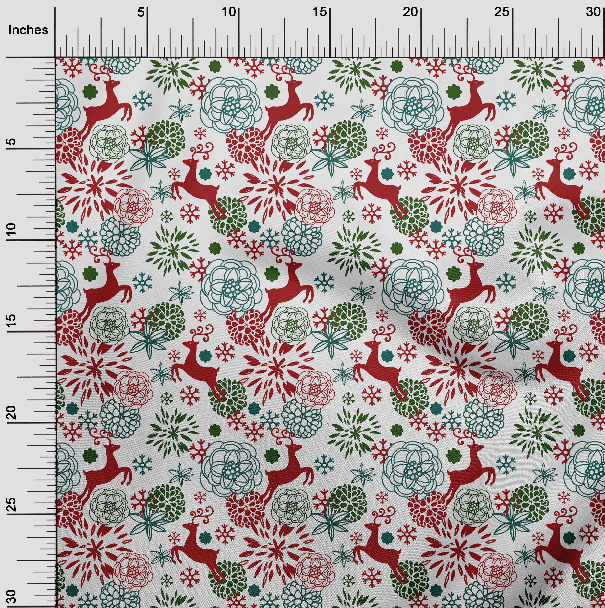 oneOone Polyester Lycra White Fabric Christmas Quilting Supplies Print Sewing Fabric By The Yard 56 Inch Wide