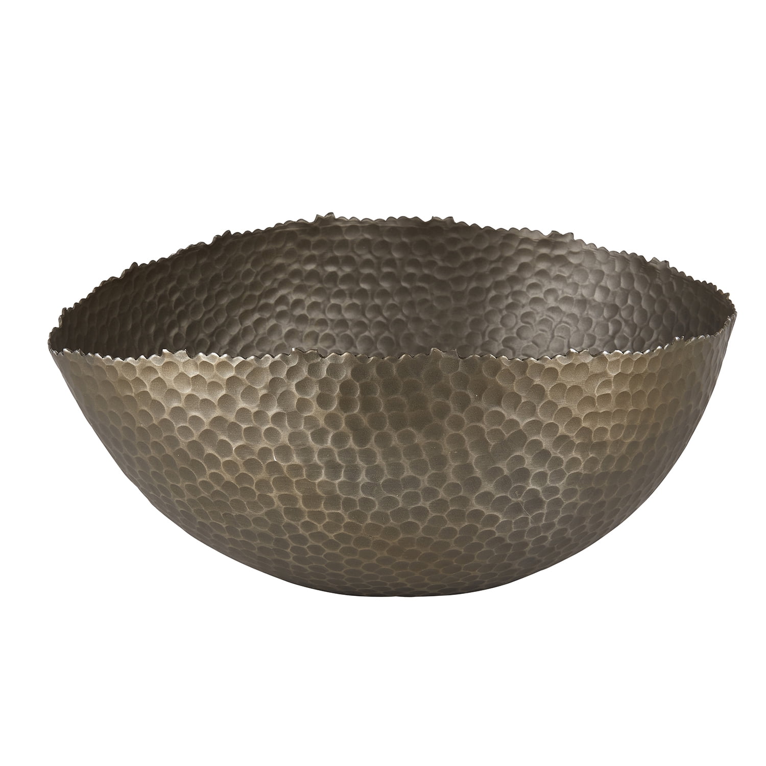 14" Bronze Unique Oval Alloy Large Hammered Serving Bowl