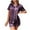 Dark Purple, variant on Dvprdro Pajamas for Women Casual Short Sleeve Satin Pajama Set 2 Piece Loose Fit Button Down Turndown Collar Sleep Tops and Shorts Loungewear Home Set