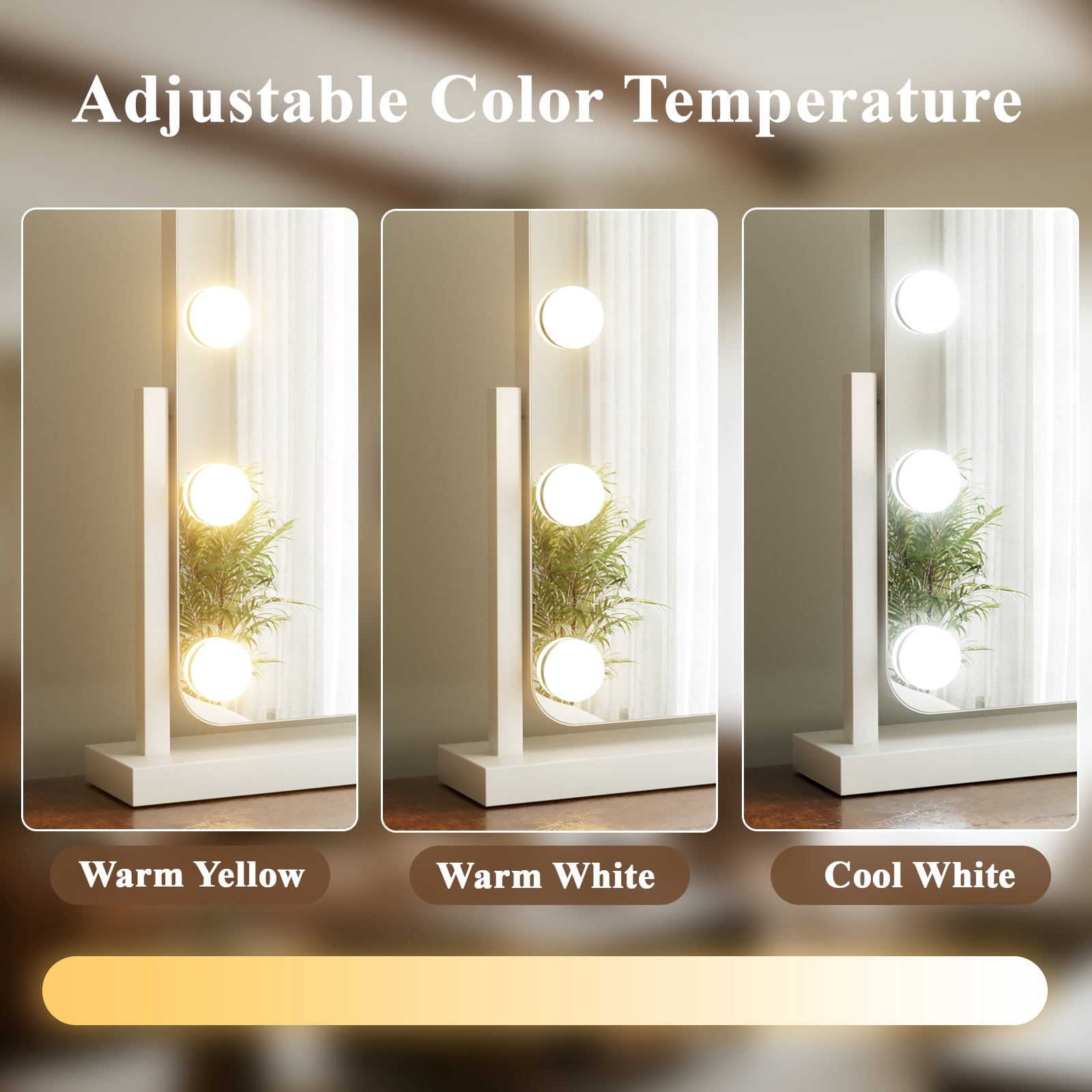 Easy4Home 13"x11" Vanity Mirror with 3 Color Lighting Hollywood Lighted Touch Screen Makeup Mirror, White