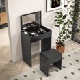 thumbnail image 2 of HOMCOM Ensemble de Coiffeuse avec Miroir Tabouret Bureau de Maquillage avec Dessus Rabattable pour Chambre, 2 of 10