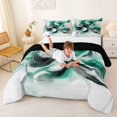 thumbnail image 3 of Homewish Aesthetic Ombre Queen Comforter Set,Geometric Abstract Comforter Sets Queen,Mint Green,Black Reversible,3 Pieces,1 Comforter and 2 Pillowcases, 3 of 7