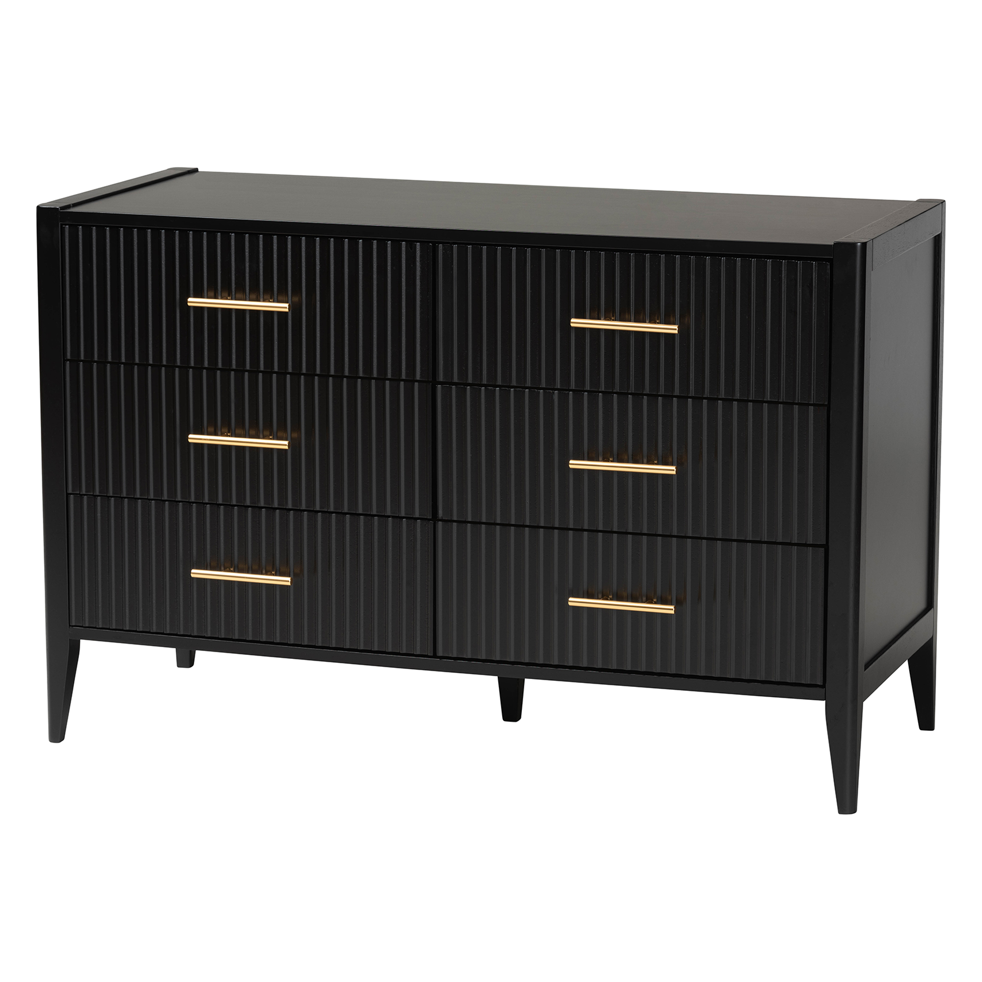 Baxton Studio Primrose Mid-Century Bedroom Set, King, Black