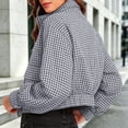 thumbnail image 6 of Bomber Jacket Women Womens Plaid Stand Collar Zip Up Coat With Pockets Gray S, 6 of 6