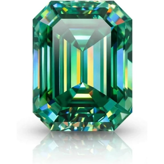 Natural Green Moissanite Loose Stones, Emerald Cut Gemstone, VVS1 Lab Diamond, Cut Gem for Jewelry Making 0.5ct-10.0ct with Certificate
