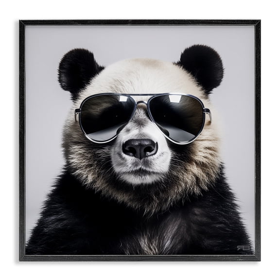 Stupell Industries Eclectic Trendy Panda in Glasses Black Framed Giclee Art, 12 x 12, by RB