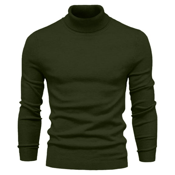 Hrsba Winter Sweaters for Men Turtleneck Long Sleeve Solid Color Loose Knit Pullover Warm Base Layer Sweater for Men Casual for Fall Winter