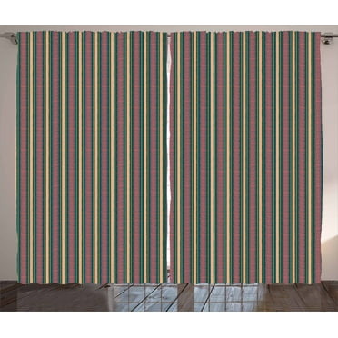 Ambesonne Geometric Curtains 2 Panel Set, Brush Stroke Effect, 108" x 90", Multicolor
