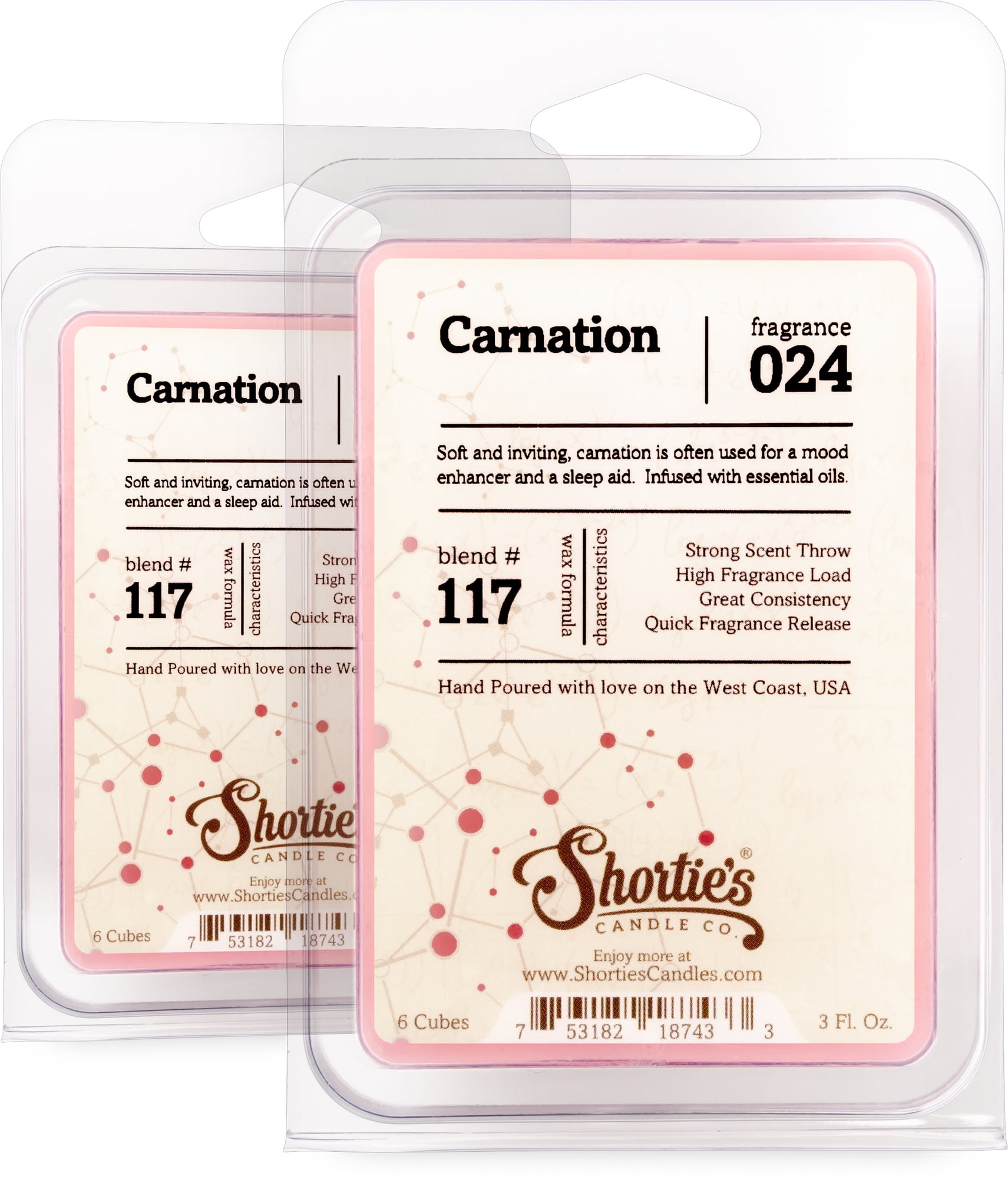 Pure Carnation Wax Melts Multi Pack Highly Scented + Essential