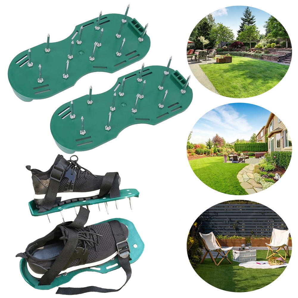 golytefs Lawn Aerator Shoes Aerator Spiked Sandals with Adjustable Strap Gardening Aerator Sandals Anti-slip for Aerating Lawn Soil