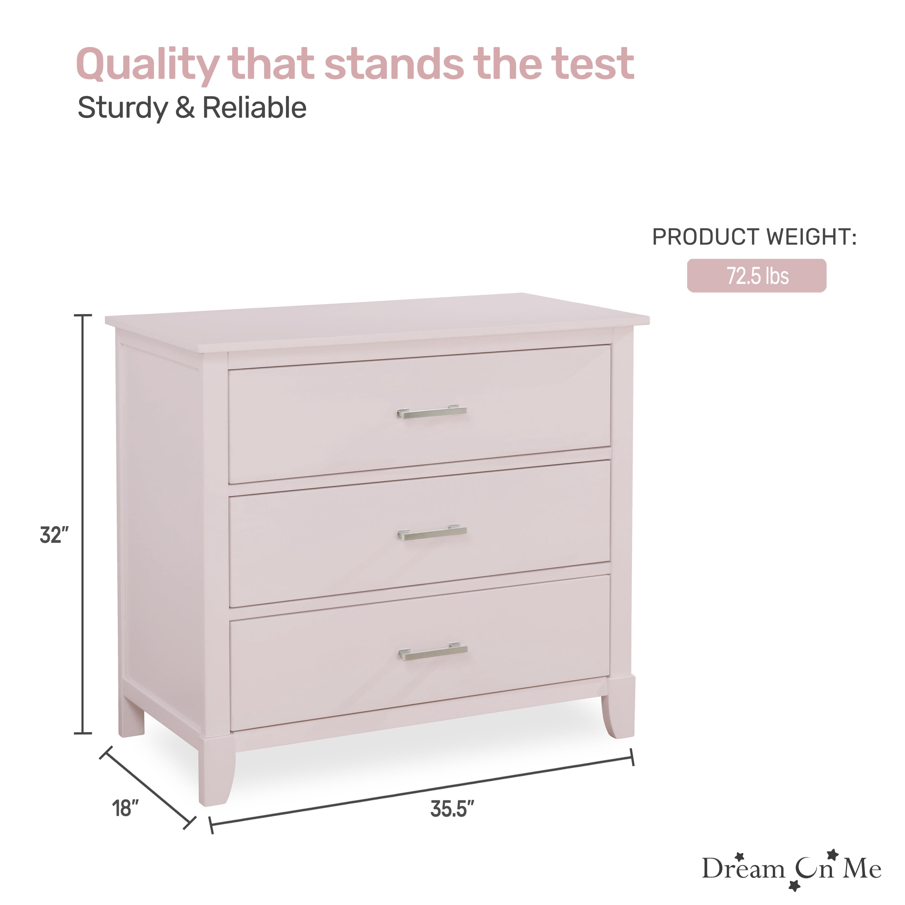 Dream On Me Ollie Dresser, Blush Pink