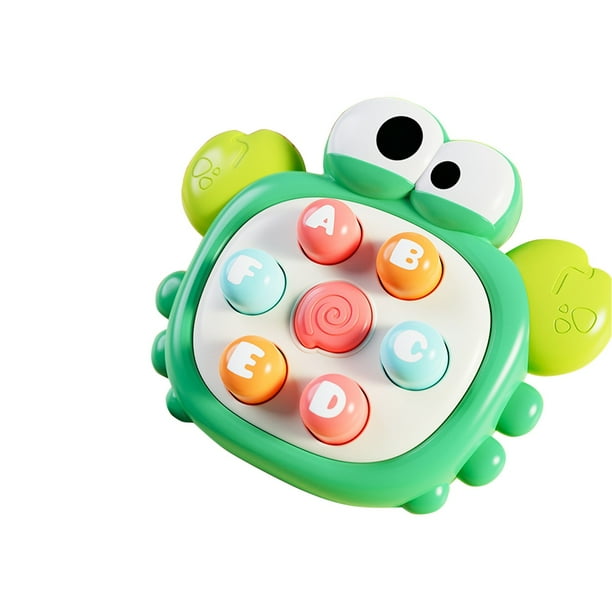 Juguete interactivo con temática de cangrejo para niños, ideal para entrenar la coordinación mano-mano con botones de colores para estimulación sensorial y alivio del estrés.