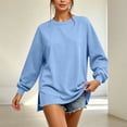 thumbnail image 5 of Trikvn Women's Oversized Crewneck Sweatshirt Long Sleeve Drop Shoulder Pullover Tops Side Slits Casual Loose Tunic Shirts Fall Winter Loungewear Comfy Clothes, 5 of 7