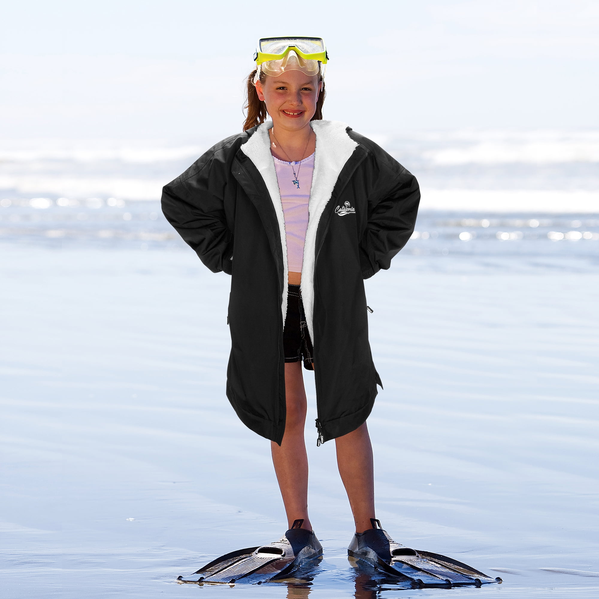 新品入荷 Parka Swim Waterproof Kids Catalonia with Windproof Hood, Clothing
