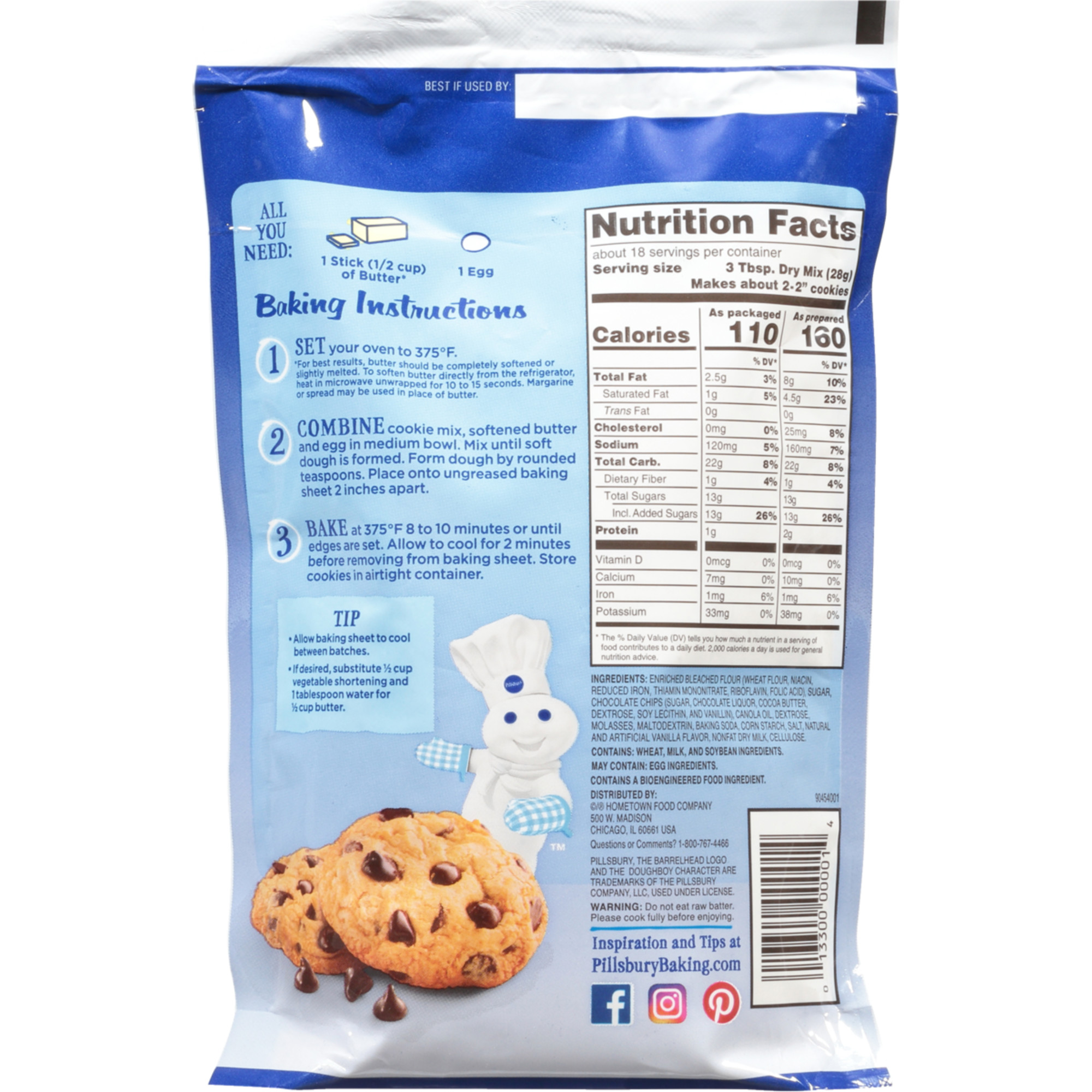 Pillsbury Chocolate Chip Cookie Mix, 17.5 oz Pouch