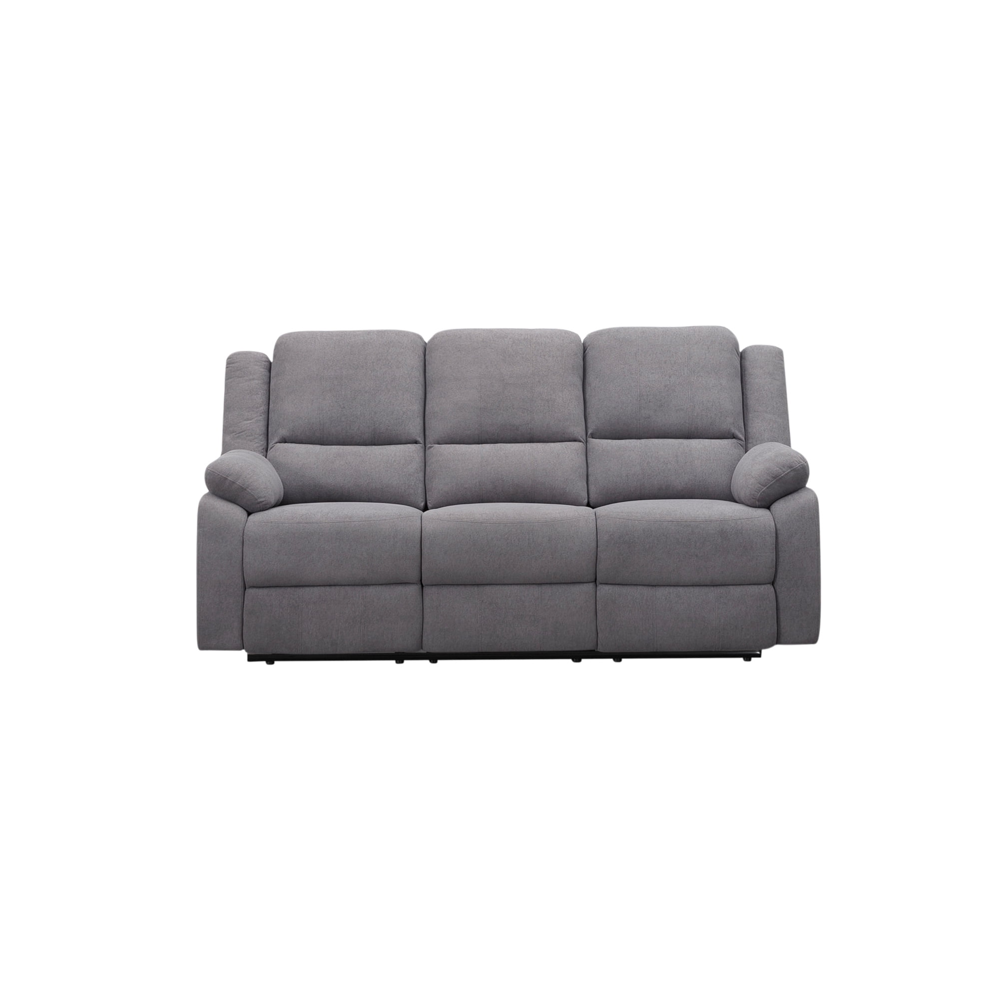 Grey 3-Seat Reclining Sofa - Modern Microfiber Living Room Couch