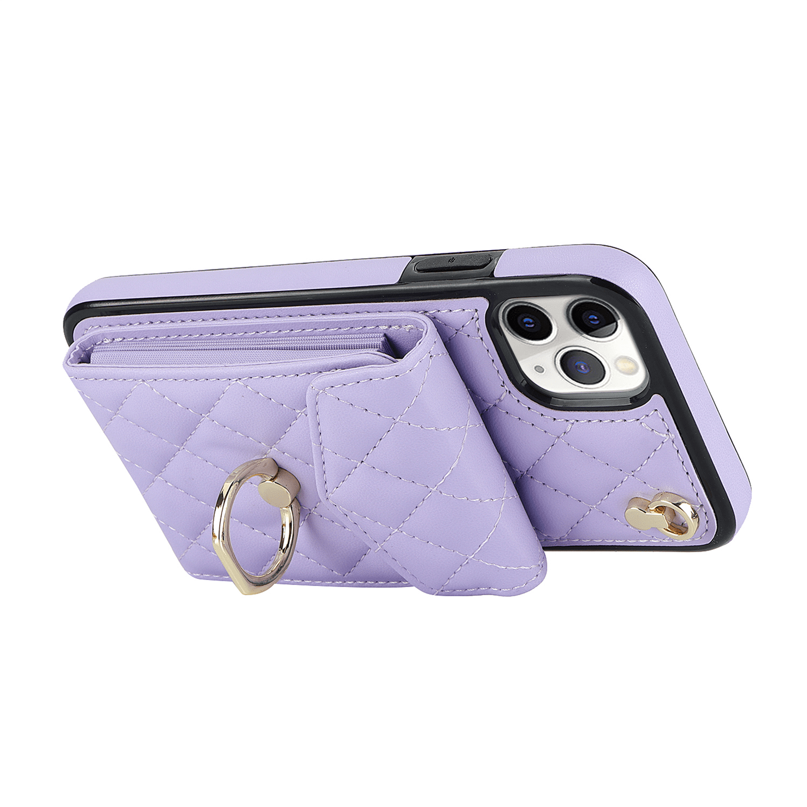 Asuwish Wallet RFID Blocking PU Leather Cell Phone Case with Tempered Glass Screen Protector, Wrist Strap for iPhone 11 Pro, Purple