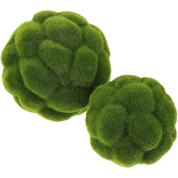 NOGIS 2 Pcs Moss Balls Green Moss Balls Decorative for Bowl Filler, Artificial Greenery Faux Mossy Globes for Forest Core Home Centerpiece Vase Party Wedding Decors - 4" W and 4.7" W