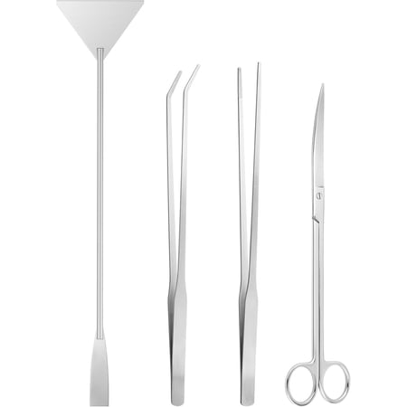 4pcs Aquarium Tweezers Scissors Spatula Stainless Steel Aquatic Plants Aquascaping Tools Set for Fish Starter Kits Aquariums Tank and Terrarium