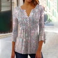 thumbnail image 2 of Jewelreauty Womens Elbow Length Tunic Tops Pleated V Neck Bell Sleeve Casual Button Blouses Shirts 2025, 2 of 5