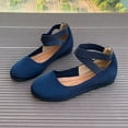 thumbnail image 5 of Itsun Womens Dress Shoes,Women's Comfortable Fashion Elastic Ankle Straps Flats Shoes Blue US Size 7.5, 5 of 5