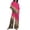 Hot Pink, variant on Women's Leopard Print Short Sleeve Crew Neck T Shirt Top with Pocket and Pants Set Casual Two Piece Outfit XXL