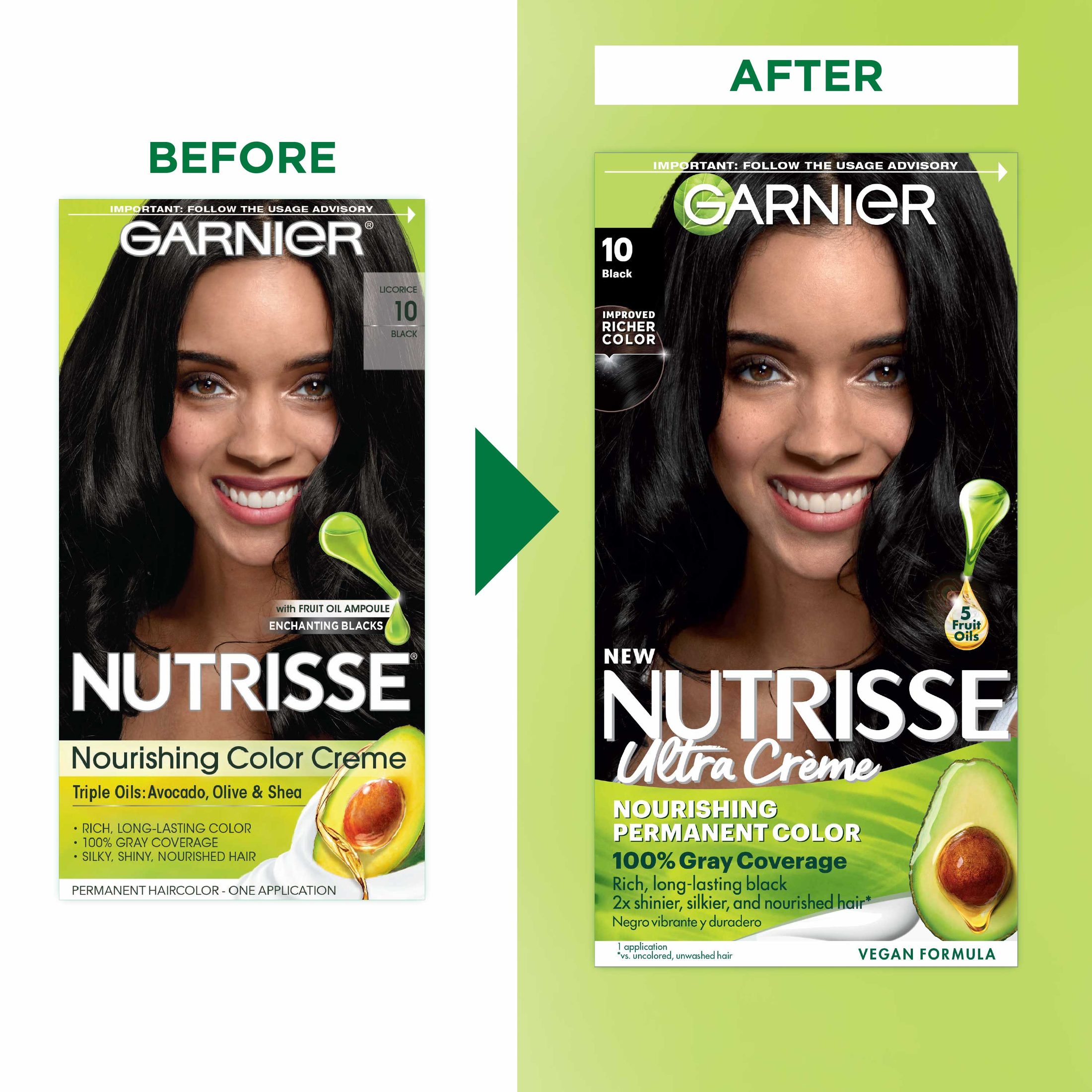 Garnier Nutrisse Nourishing Hair Color Creme, 10 Black Licorice - image 3 of 11