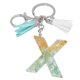 thumbnail image 1 of Llavero de letras con borlas verdes | Colgante de cristal acrílico | Lámina de oro, pegamento en gota, joyería de piedra engrosada | Amuleto de bolso con estilo, accesorio para mochila | 1 pieza, 1 of 2