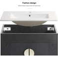 thumbnail image 3 of Bathroom Vanity with Top and Sink, Modern Single Vanity with 2 Soft-Close Doors and Open Shelf, Solid Wood Bathroom Cabinet White Ceramic Basin, 3 of 8