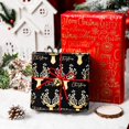thumbnail image 6 of Reversible Christmas Wrapping Paper Roll, Black and Gold Wrapping Paper, Vintage Gold Deer Antlers Christmas Gift Wrap with Metallic Shine for Winter Holiday, Craft Supply (17 Inch X 33 Feet), 6 of 15