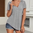 thumbnail image 2 of Sudadera con capucha para mujer - Top informal de manga larga y cuello en V, 2 of 5
