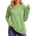 thumbnail image 6 of THNCYX Womens Crew Neck Long Sleeve Sweatshirt with Thumb Holes Solid Color Soft Casual Pullover Top for Everyday Comfort Wear S-2XL, 6 of 6