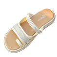 thumbnail image 2 of Slide Sandals Women Glitter Hollow Mesh Jelly Low Block Heel Closed Square Toe Backless Daily Outdoor Shoes, 2 of 8