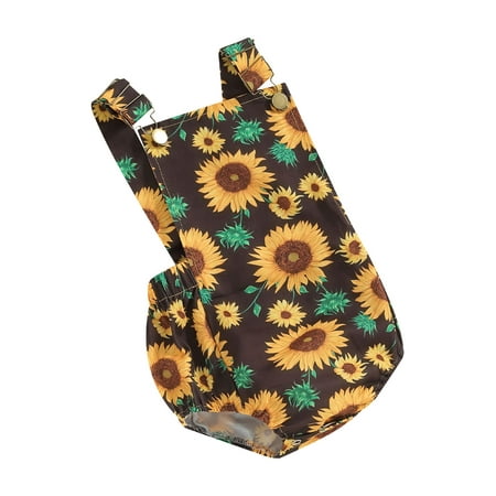 

FSDJHSDH Baby Girls Romper Overalls Sunflower Print Sleeveless Summer Jumpsuit
