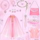 thumbnail image 4 of Juego de 12 Pzas Princess Cape, Princess Disfraz Cloak con Corona, Varita, Joyería y Bolsa, 4 of 5