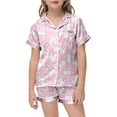 thumbnail image 5 of Children Girls Easter Pajamas Short Sleeve Top Easter Paint Soft Button Down 2-Piece Sleepwear Pjs for Kids Pink,3-4Y, 5 of 5